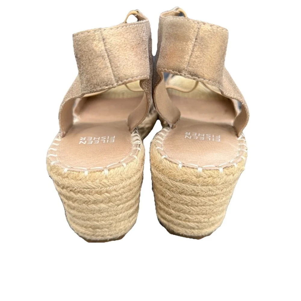 Eileen Fisher Agnes Espadrille Wedge‎ In Venus Metallic 8M NWB